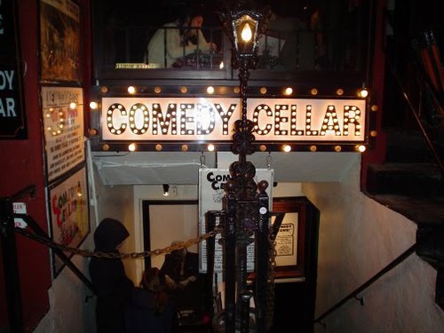 a store front at night