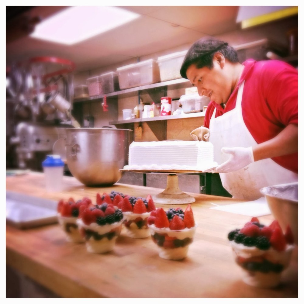 a man preparing food on a table