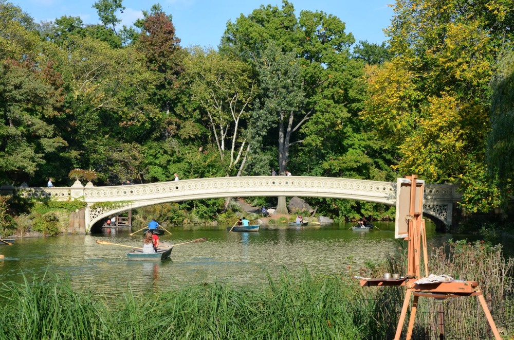 a group of people standing next to a river