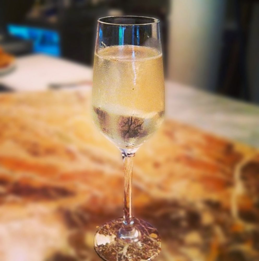 a close up of a wine glass