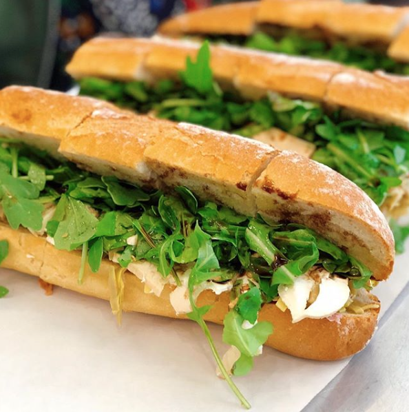 a sandwich cut in half