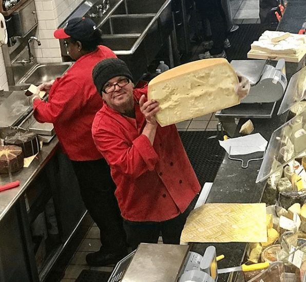 a person preparing food in a kitchen