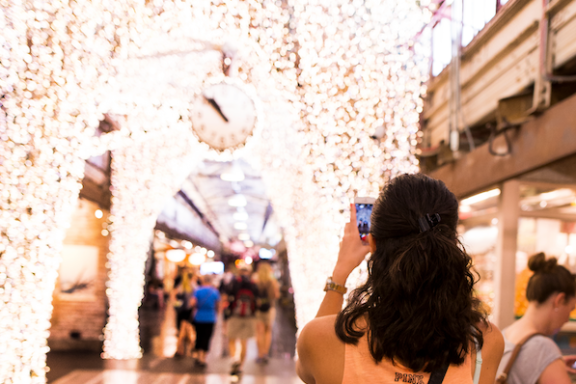 a person standing in front of a building
