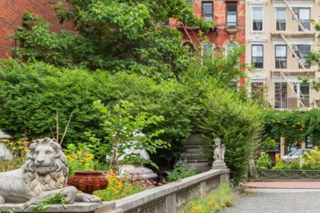 a cat sitting on the side of a building