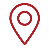 Red location pin icon on a white background.