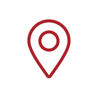 Red location pin icon on a white background.